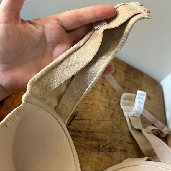 Maidenform Nude Tan Push Up Bra 34C Strapless Straight Cross Versatile Straps - Picture 5 of 7